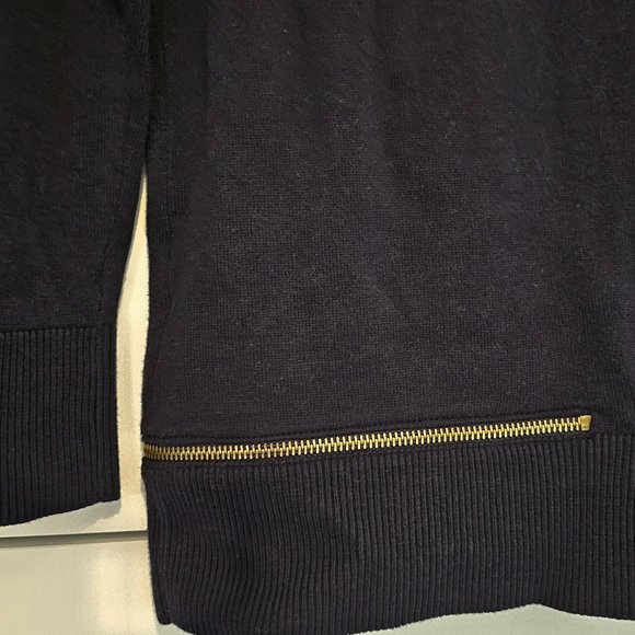 Michael Kors Women's Sweater Navy with Gold Tone Zipper - Picture 4 of 9